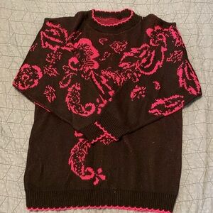 Vintage sweater- floral w/ metallic thread